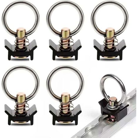 Lot de 10 anneaux de fixation pour rails, embouts de rails aéronautiques, accessoires pour traverses de rails 900 daN, adaptés aux anneaux de fixation pour camions et rails aéronautiques.