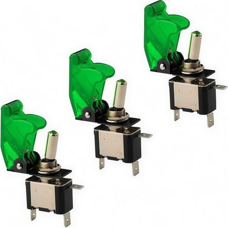 x 12V 20A LED vert Interrupteurs Bascule, Levier On/Off LED ON-OFF SPST +COUVERTURE Auto Voiture-ROUGE [Classe énergétique A] (1/4)