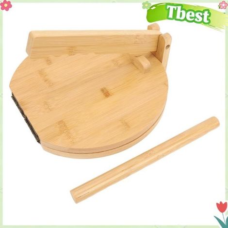 Presse à tortilla - TBEST - Wood Tortilla Press - Bois teinté - Charnières inox - 50 papiers parchemin (1/5)