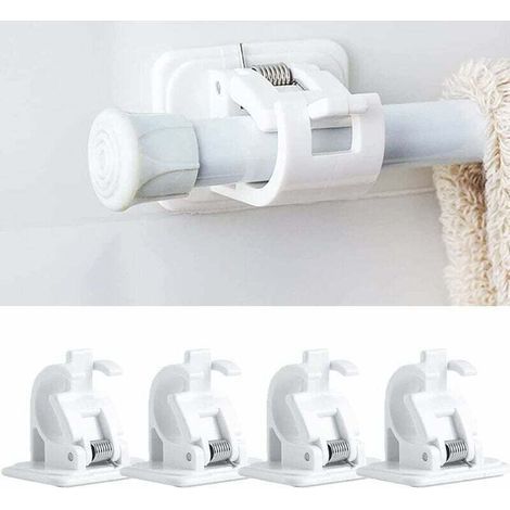 4 Pack Self Adhesive Curtain Rod Hooks No Drilling, Stick On Curtain Rod, Curtain Rod Holder, No Drilling, Curtains or Towel Rods (1/4)
