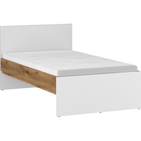 Bett 90x200 cm weiß mit Eiche RISBY-129 (1/4)