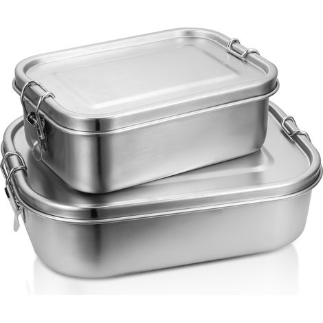 Wolketon 800+1200 ml lunch box in acciaio inox sigillato bento lunch box in metallo per una capacità a prova di perdite con scomparti