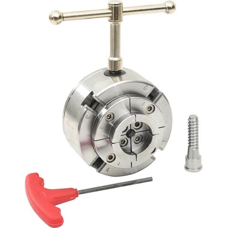 Mandrin de tour à 4 mors avec montage M33, acier, argent, 96 mm