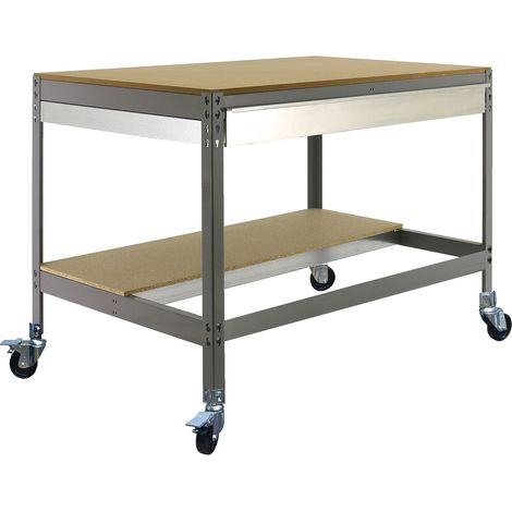 Simonrack Arbeitstisch Grau und Holz mit Schublade