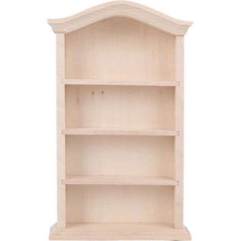 Maquette de bibliothèque en bois pour maison de poupée à l'échelle 1:12 - Accessoire de mobilier à monter soi-même (1/5)
