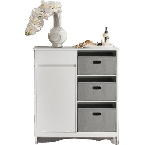 Garde-robe à linge, paniers pliants, design compact, BLANC (1/5)