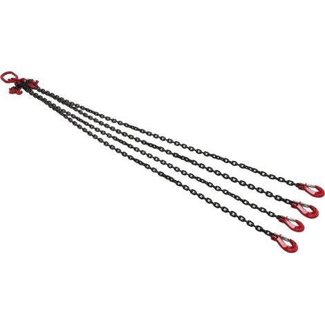 Heavy Duty Lifting Chain Sling, 2 Meters 1 Ton 6mm Adjustable Lifting Chain with 4 Hooks for Mines, Ports, Buildings, Steel Mills, Crane Operations MUMU (1/4)