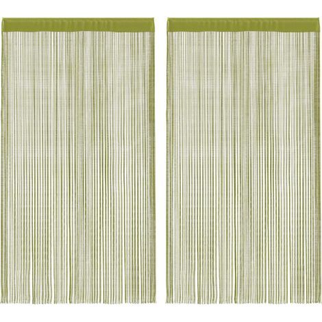 Rideaux à fils, 2 pièces, 140 x 250 cm, verts (1/5)