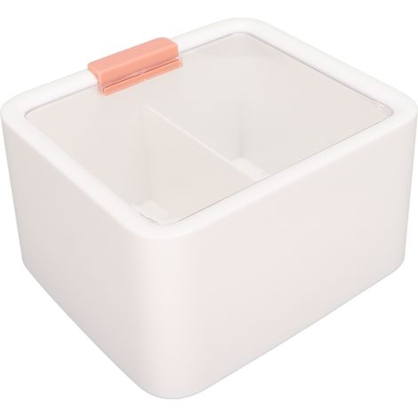 Porte-coton 2 compartiments anti-poussière, distributeur léger pour boules et bâtonnets ouatés, boîte transparente avec couvercle (1/5)