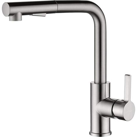Robinet de cuisine noir mat - Douchette extractible 2 jets - Bec rotatif 360° - Inox SUS304 durable - Évier -Finition brossée (1/5)