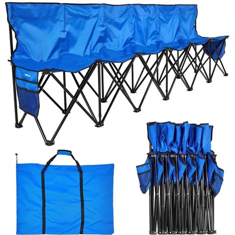 Bleu et léger, pour une assise pratique : banc pliant 6 places pour football, baseball et événements en plein air (1/5)