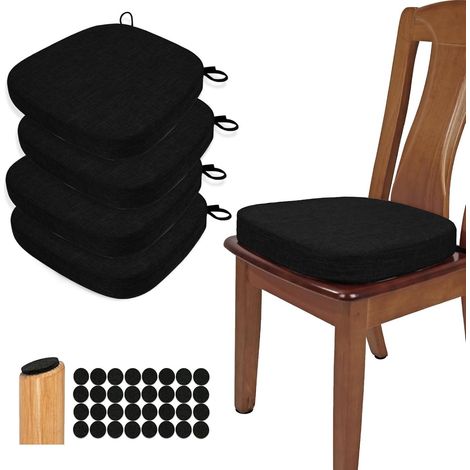 Coussin de chaise - Coussin d'assise - Forme en U pour un ajustement optimal et surface tissée respirante - 2 pièces - Noir (1/5)
