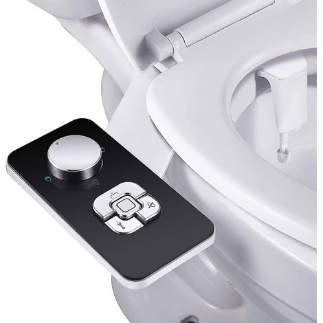 Bidet-Zubehör, nicht-elektrischer Kaltwasser-Bidet-WC-Sitz mit Druckregulierung, kompatible, einziehbare, selbstreinigende Doppeldüse