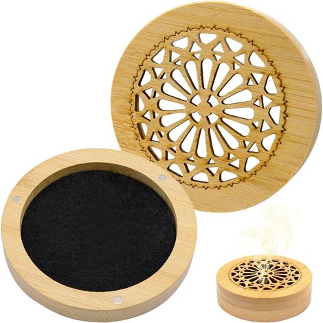 2-teiliger Duftstein für ätherische Öle, Aromatherapie-Diffusor aus Bambus mit Räucherbox, tragbar für Schlafzimmer, Badezimmer, Auto und Reisen, natürlicher Aroma-Diffusor (1/5)