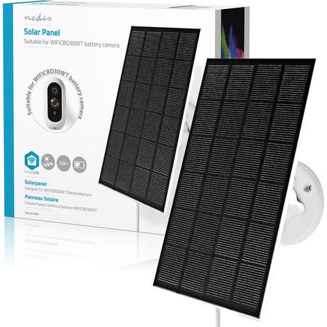 Nedis Pannello Solare per Telecamera videosorveglianza 5,3V DC 0,5A MicroUSB 3 Metri
