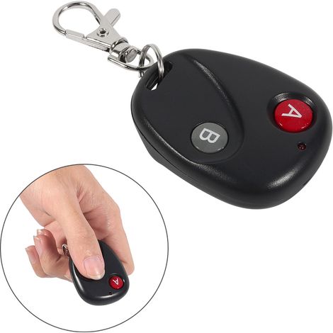 Télécommande sans fil 433 MHz pour porte de garage ou portail, en plastique noir, avec 2 clés. (1/5)