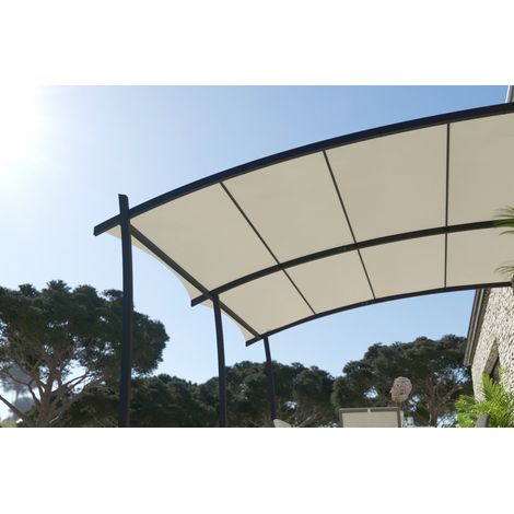 Couleurs Du Monde – Toile pour pergola Kyoto 300g/m² – Polyester écru résistant – Installation simple avec sandow – Protection efficace contre le soleil