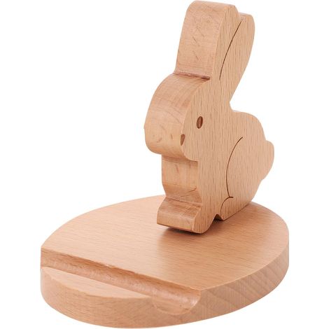 Support Téléphone Portable en Bois Forme Lapin Support pour Téléphone et Tablette Design Stable et Portable Bureau Salle de Classe et Maison Accessoire Décoratif Fonctionnel (1/5)