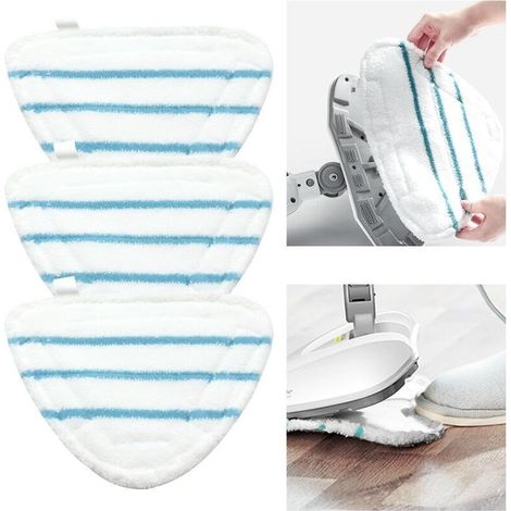 Housses en Microfibre Balai Vapeur Steam Accessoire Chiffons universel Triangle lavable pour Nettoyeur Vapeur Hot Spray, Blanc Microfibre Steam Mop Pads Lavables En Machine(lot de 3) (1/5)
