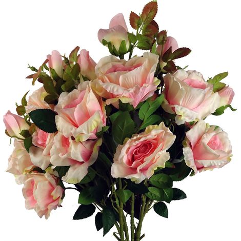 Pack of 6 x 80cm Artificial Pink Rose Stem - 18 flowers (1/5)