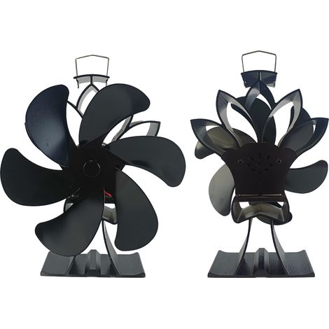 Ventilateur de cheminée à 6 pales, alimenté par la chaleur, non électrique, en forme de lotus, silencieux, avec support pour poêle à bois/à granulés/à bûches. (1/2)