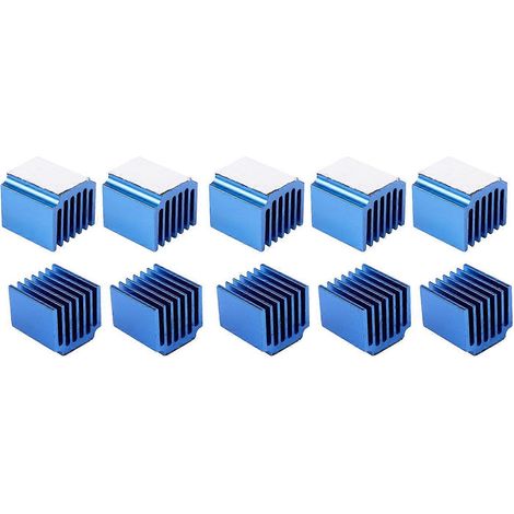Pièces pour imprimante 3D : 10 dissipateurs thermiques bleus en aluminium de taille moyenne pour moteurs pas à pas TMC2100, LV8729, TMC2208 et TMC2130