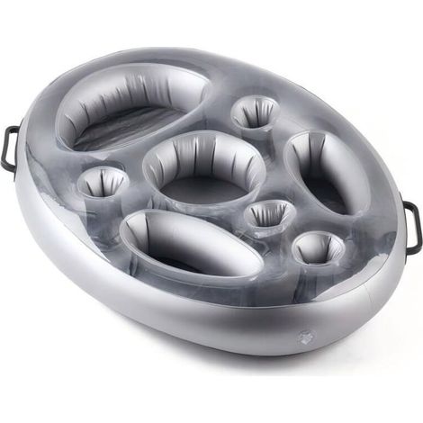 Plateau flottant gonflable, plateau de nourriture et de boisson à 8 trous pour piscine et jacuzzi, plage et spa,7050cm (1/4)
