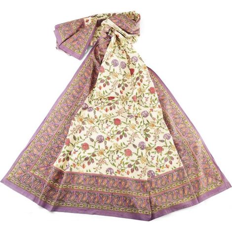 Telo arredo copritutto in cotone fantasia viola e beige Maremma