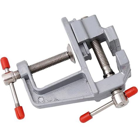 tornillo de banco miniatura, aluminio, rotación de 360 grados, mordazas de acero, para la fabricación de joyas y maquetas. (1/5)