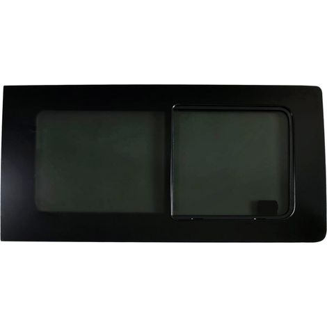 Fenêtre latérale coulissante OMAC - Compatible avec VW T5 2003-2015 - Droite L1/L2 - Noir - Verre teinté foncé pour la Vie privée et la Protection (1/5)