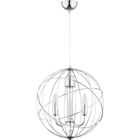 Alfa PIKO Chrome Candle-Style Pendant Chandelier Light, 3x E14 (max 10W) Metal Hanging Ceiling Lamp, 43cm, H90cm, Dimmable, for Living Room, Dining Room, Bedroom (1/2)