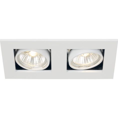Einbaulampe Deckenleuchte Deckenlampe Flurleuchte Wohnzimmerlampe Einbauleuchte, Spots beweglich 2 Flammig, Metall weiß, GU10 Fassungen, LxB 18,5x10cm