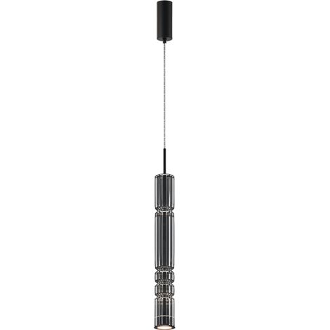 Maytoni Ordo Lampadario a sospensione moderno alto e sottile, nero 3000K, 920lm, paralume fumé (1/5)
