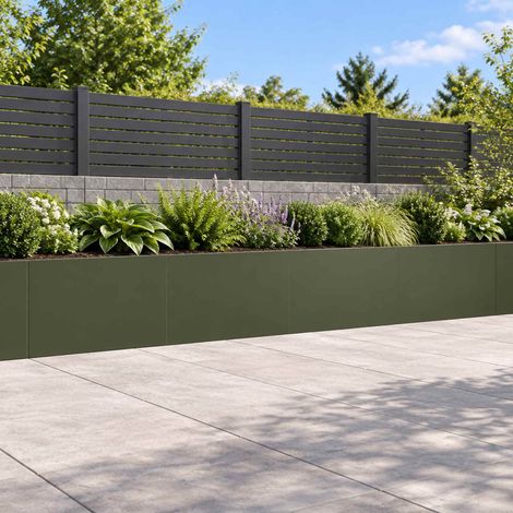 vidaXL Retaining Wall 4 pcs 60 x 12 x 40 cm Steel Olive Green (1/5)