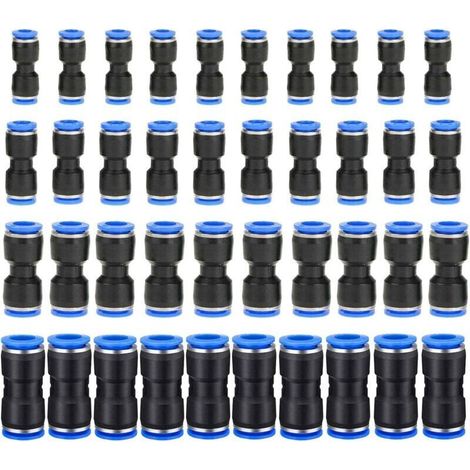 40 Stück gerade pneumatische Schnellkupplungen, Druckluft-Schlauchverbinder, Kunststoff-Druckluftschlauchverbinder, Außendurchmesser 6/8/10/12 mm, Schlauchverbinder (1/5)