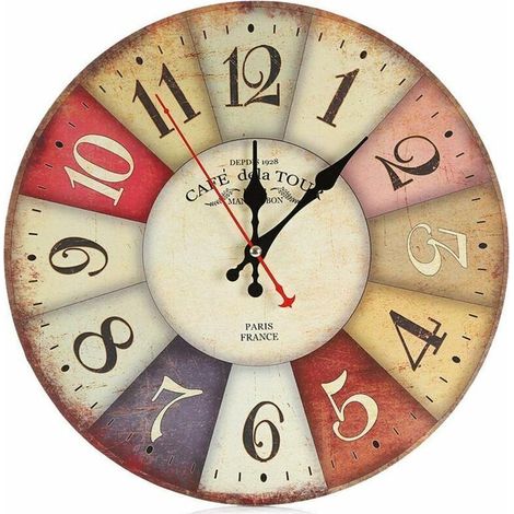 Horloge Murale - Bois Imitation - 30 Cm - Silencieuse - Pour Salon Cuisine Chambre - 1 Pièce (1/5)