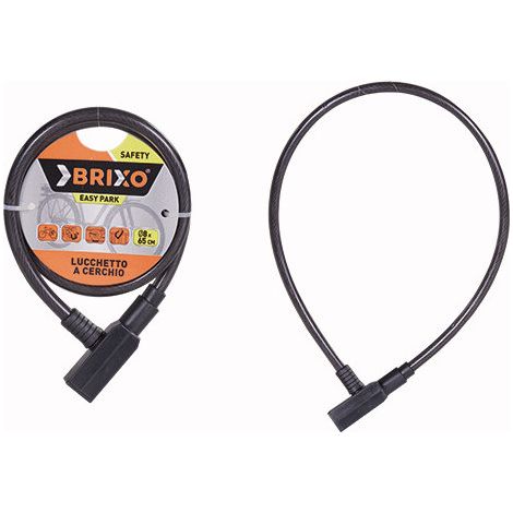 Lucchetto cerchio bici Easy Park 8×65 cm antitaglio con 2 chiavi - Brixo
