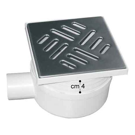 CHIUSINO CON SCARICO LAT. TELESCOPICO GRIGLIA IN ACCIAIO INOX 15x15 cm - scarico Ø 50 mm