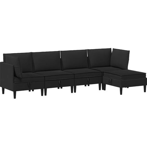 Set di mobili per il soggiorno 5 pz 5 posto Nero vidaXL (1/5)