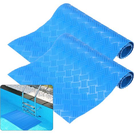 Lot de 2 tapis d'échelle de piscine (58,4 x 22,9 cm) - Tapis de protection antidérapant avec texture ondulée - Convient pour les marches hors sol/escaliers de piscine (1/5)