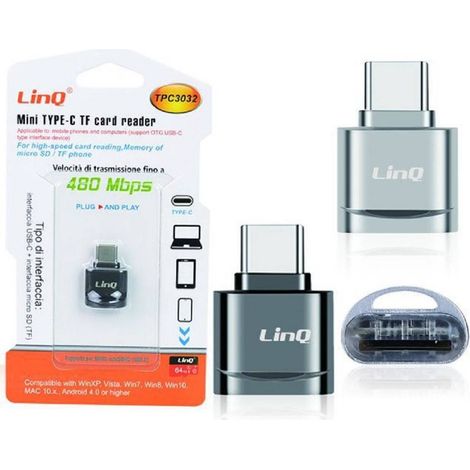 Linq - Mini Adattatore Lettore Schede Otg Micro Sd Tf + Type-c Velocità 480mbps Tpc3032 - (1/3)