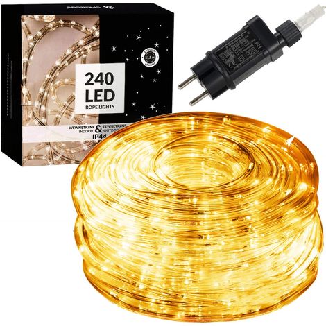 TUBO LUMINOSO ESTERNO 240 LED LUCI BIANCO CALDO 10M NASTRO LUMINOSO IP44