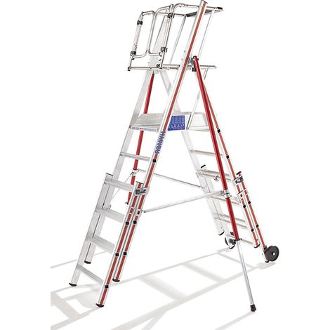 Podestleiter 4 Stufen + Erweiterungsset 3 Stufen - Max arbeitshöhe 3.32m - 848304/03