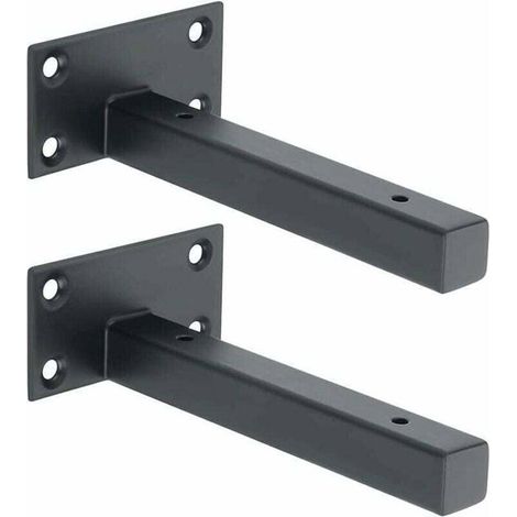 Support de rayonnage industriel - Acier inoxydable - Noir mat - Support dissimulé - 150 x 80 x 45 mm - Lot de 2 (1/4)