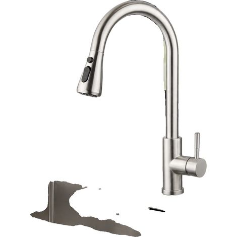 Grifo de cocina extraíble, 3 tipos de chorro, giro de 360°, color plata, rosca G3/8 (1/2)