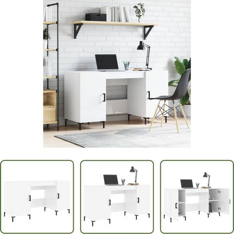 Hochglanz-Weiß -  Schreibtisch Hochglanz-Weiß 140x50x75 cm Holzwerkstoff (1/5)