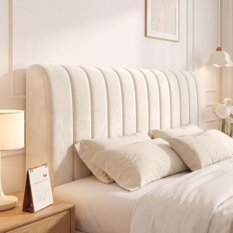 Housse de tête de lit matelassée épaisse avec rembourrage, housse de tête de lit extensible anti-poussière pour tête de lit, housse lavable pour lits simples et doubles (70 x 180 cm) (1/5)