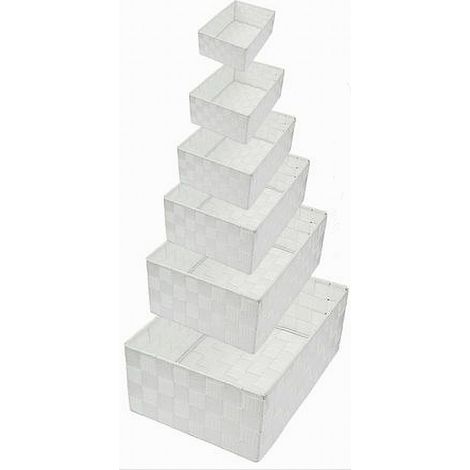 TRADE SHOP - Set 6pz Scatola In Tessuto Organizer Armadio Scaffali Porta Oggetti Bianco 79067 -
