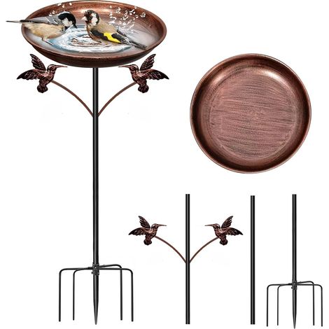 Abreuvoir Oiseaux Extérieur 81 cm, Mangeoire Oiseaux Extérieur sur Piedl pour Jardin, Station D’Alimentation pour Oiseaux Sauvages, Résistant Au Froid, Abreuvoir avec 5 Piques (1/5)