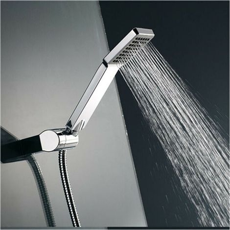 Cabezal de ducha cuadrado de alta presión tipo lluvia: ahorrador de agua universal, fácil de instalar, acabado cromado brillante.